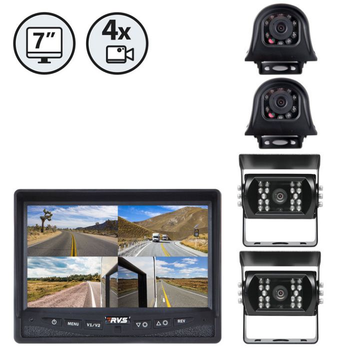 RVS-062710 Backup Camera System Four Camera Setup with Quad
