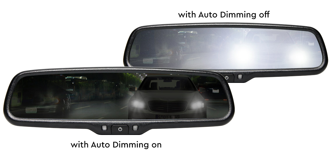 G-SERIES Rear View Replacement Mirror Monitor with Auto-Dimming, Compass and Temperature RVS-718-DCT