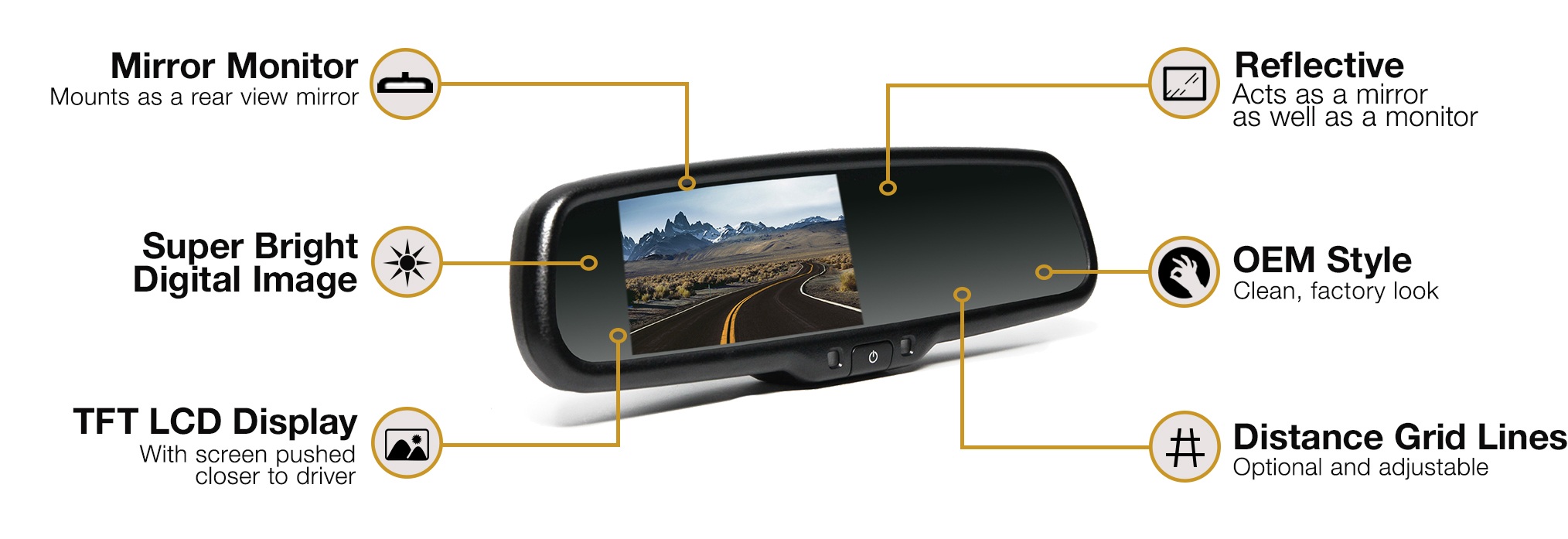 Rear View Safety RVS-772718 Backup Camera System With Flush Mount Camera And Mirror Monitor